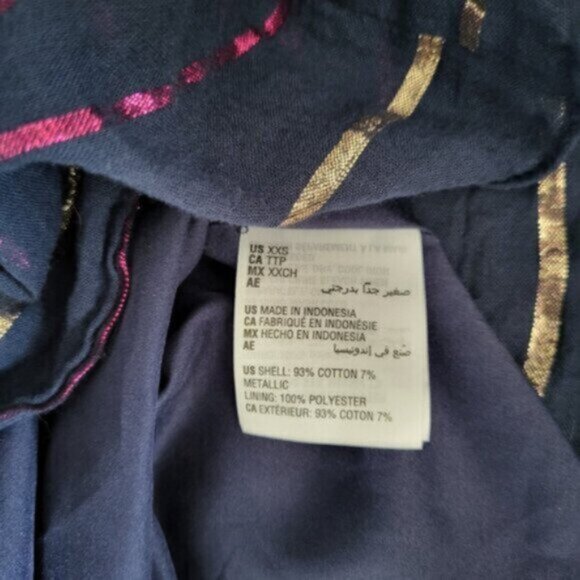 Maison Jules Blue Cotton metallic stripe Ruffe Maxi Dress Women’s XXS - Picture 12 of 12